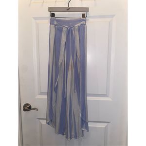 Women’s Rue21 Light Blue & White Striped Flowy High Waist Belted Palazzo Pants w